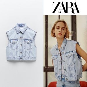 NWOT Zara snow wash Denim Vest